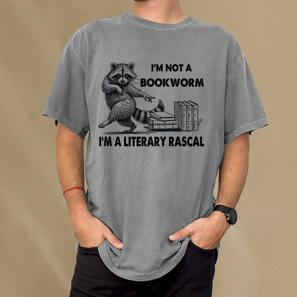Pagewings I'm Not A Bookworm I'm A Literary Rascal Unisex Washed T-shirt