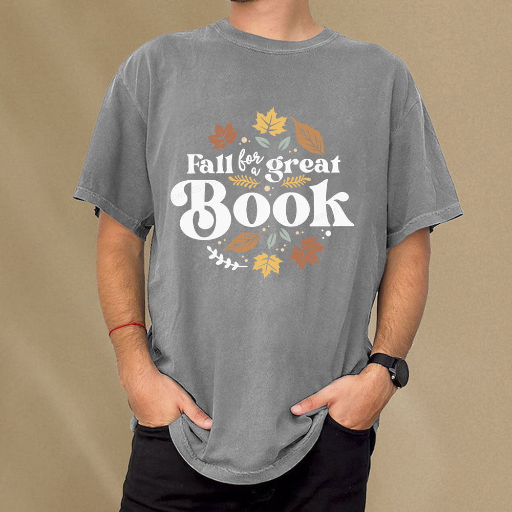 Pagewings Thanksgiving Fall For A Great Book Unisex Washed T-shirt
