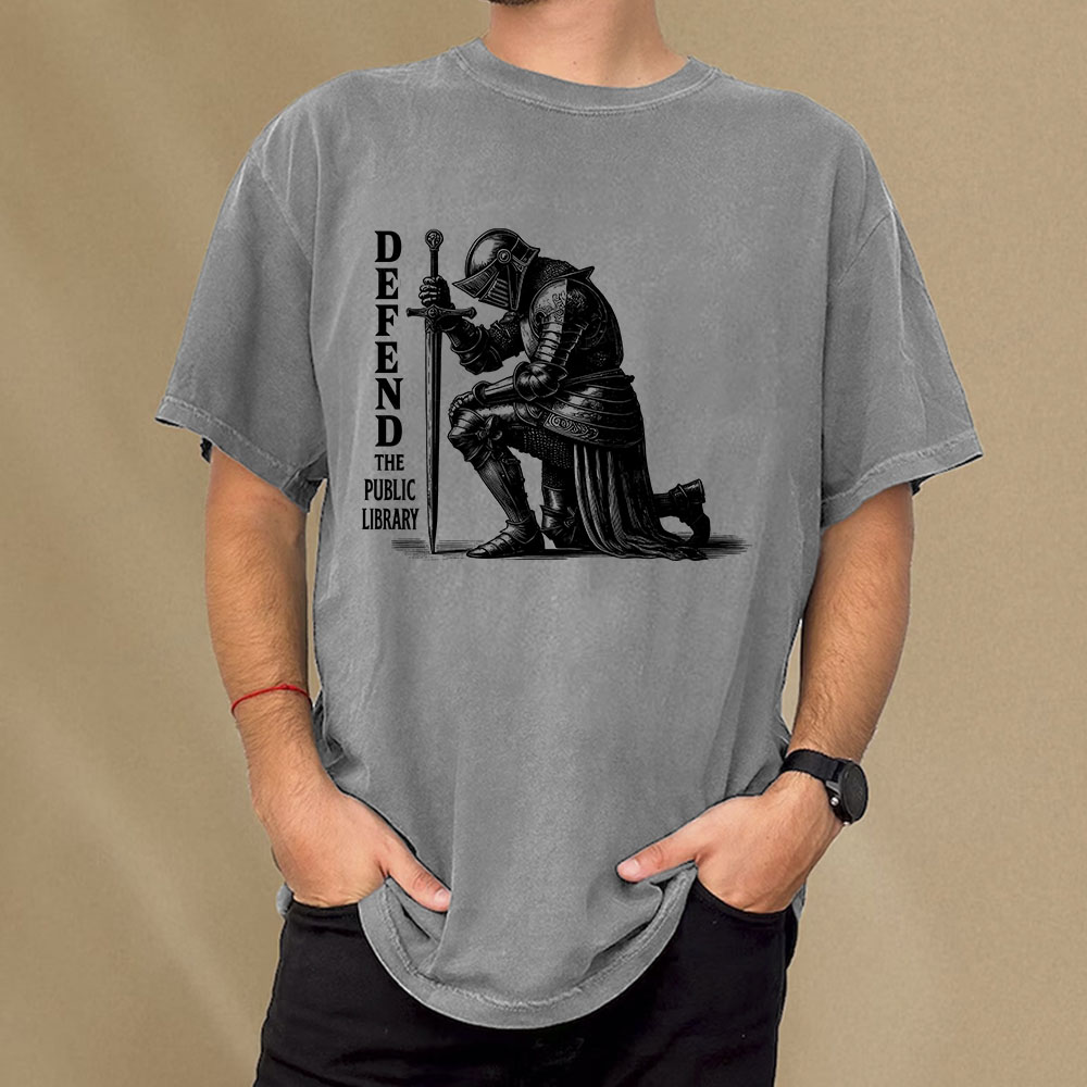 Pagewings Defend the Public Library Unisex Washed T-shirt