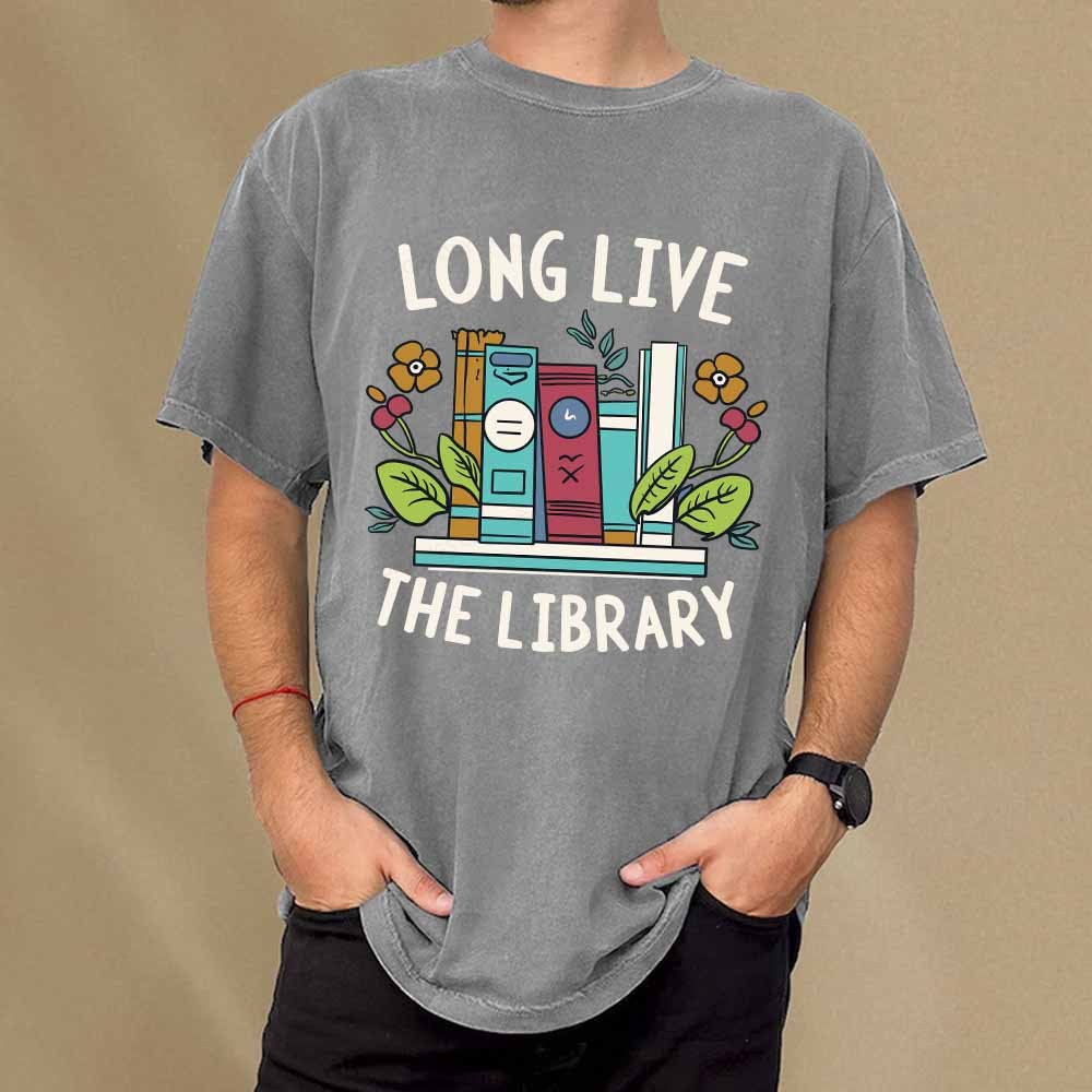 Pagewings Long Live The Library Unisex Washed T-shirt