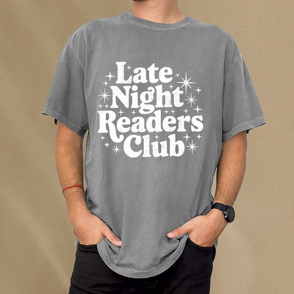 Pagewings Late Night Readers Club Unisex Washed T-shirt