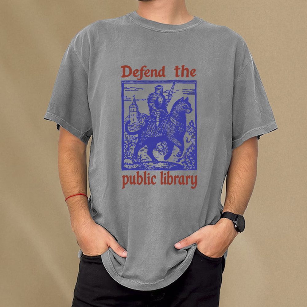 Pagewings Defend the Public Library Unisex Washed T-shirt