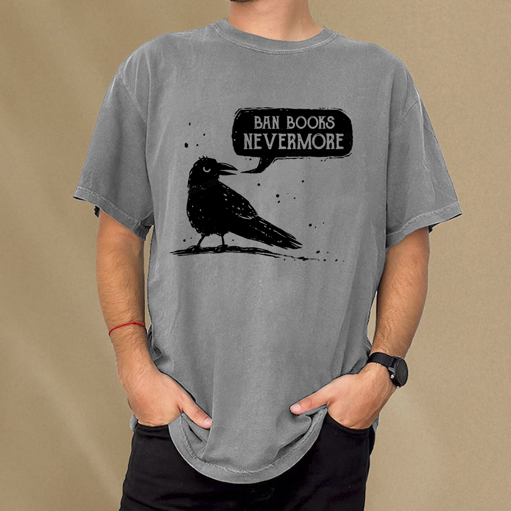 Pagewings Ban Books Nevermore Unisex Washed T-shirt