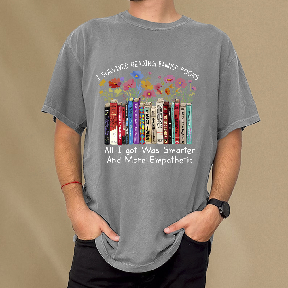 Pagewings Survived Banned Books Got Smarter Unisex Washed T-shirt