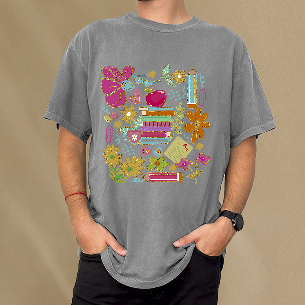 Pagewings Back to School Bookish Unisex Washed T-shirt