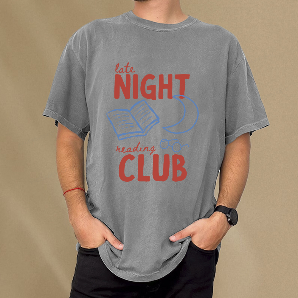 Pagewings Late Night Reading Club Unisex Washed T-shirt