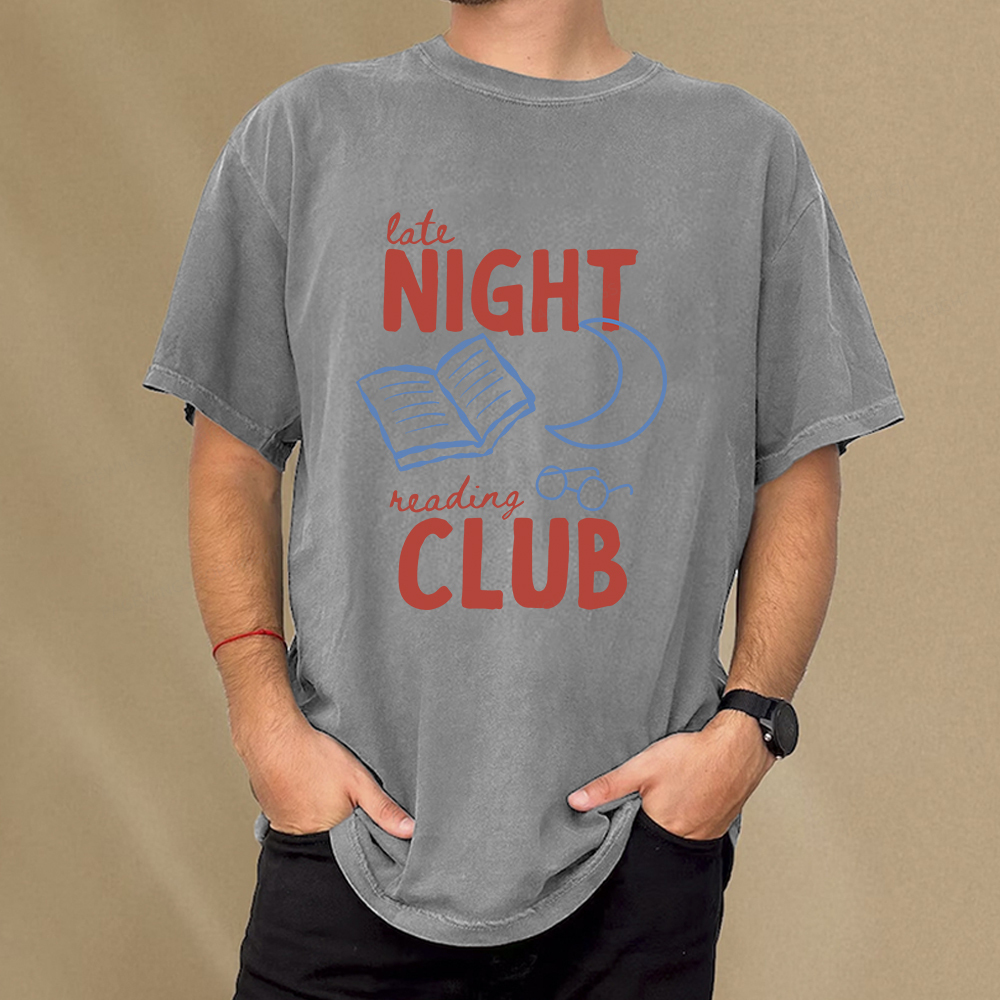 Pagewings Late Night Reading Club Unisex Washed T-shirt