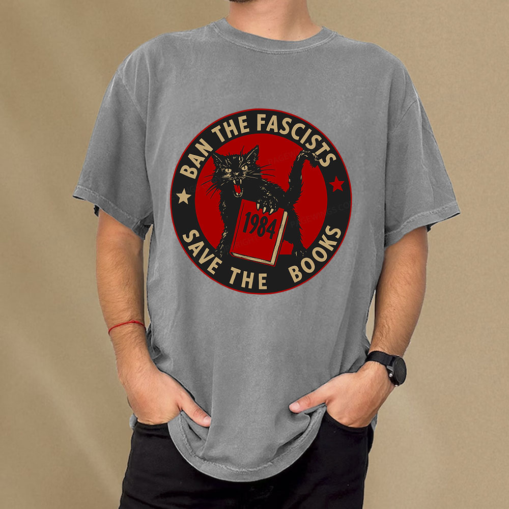 Pagewings Ban The Fascists Save The Books Unisex Washed T-shirt