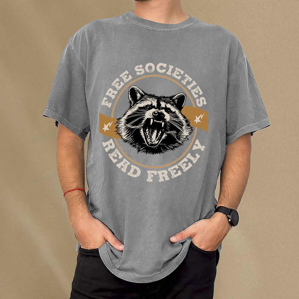 Pagewings Free Societies Read Freely Unisex Washed T-shirt