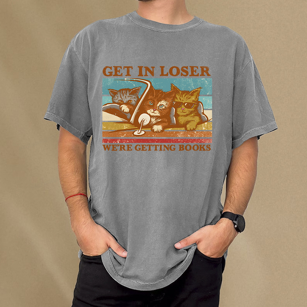 Pagewings Get In Loser We're Getting Books Unisex Washed T-shirt