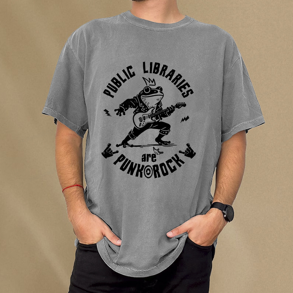 Pagewings Public Libraries Are Punk And Rock Unisex Washed T-shirt