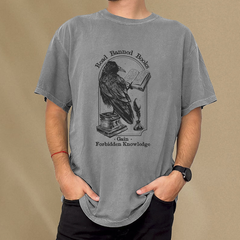 Pagewings Read Banned Books Gain Forbidden Knowledge Unisex Washed T-shirt