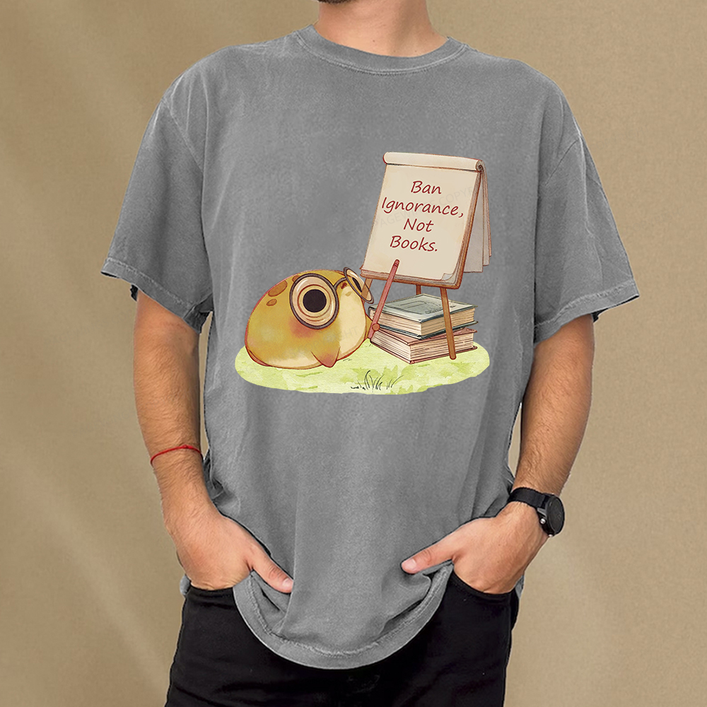 Pagewings Ban Ignorance Not Books Unisex Washed T-shirt