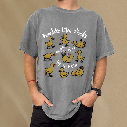 Pagewings Readers Like Ducks Not All In A Row Unisex Washed T-shirt