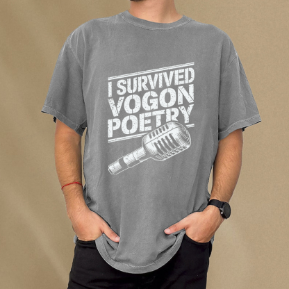Pagewings I Survived Vogon Poetry Unisex Washed T-shirt