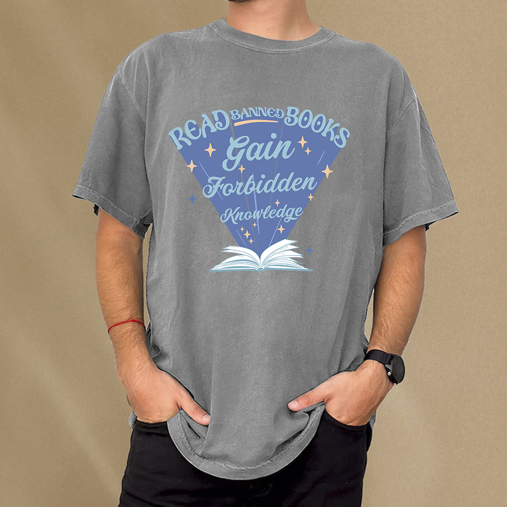 Pagewings Read Banned Books Gain Forbidden Knowledge Unisex Washed T-shirt