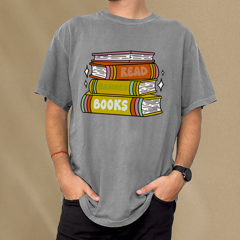 Pagewings Read Banned Books Unisex Washed T-shirt