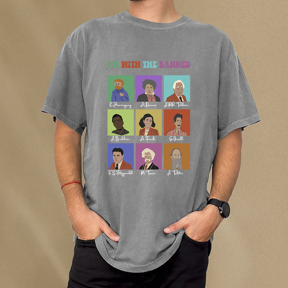 Pagewings I'm With The Banned Unisex Washed T-shirt
