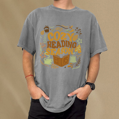 Pagewings Cozy Reading Season Unisex Washed T-shirt