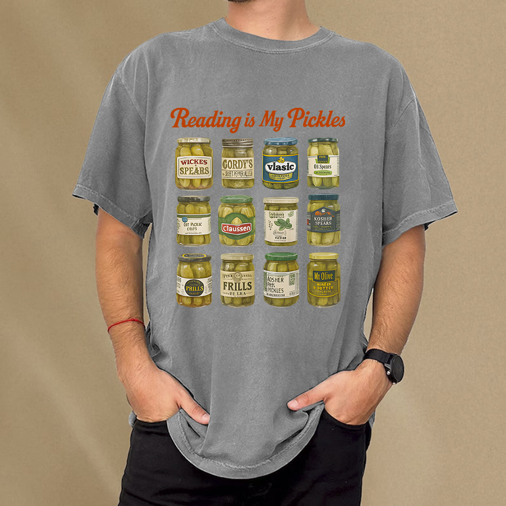 Pagewings Reading Is My Pickles Unisex Washed T-shirt