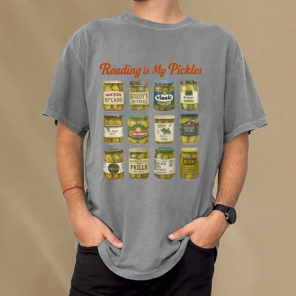 Pagewings Reading Is My Pickles Unisex Washed T-shirt