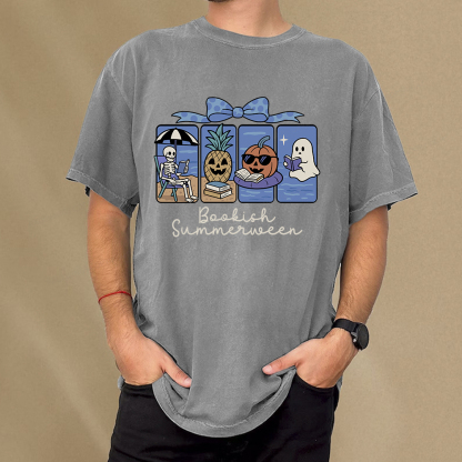 Pagewings Bookish Summerween Unisex Washed T-shirt