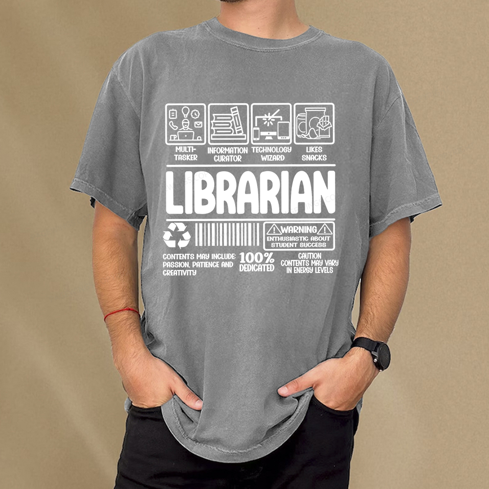Pagewings Librarian Back To School Unisex Washed T-shirt