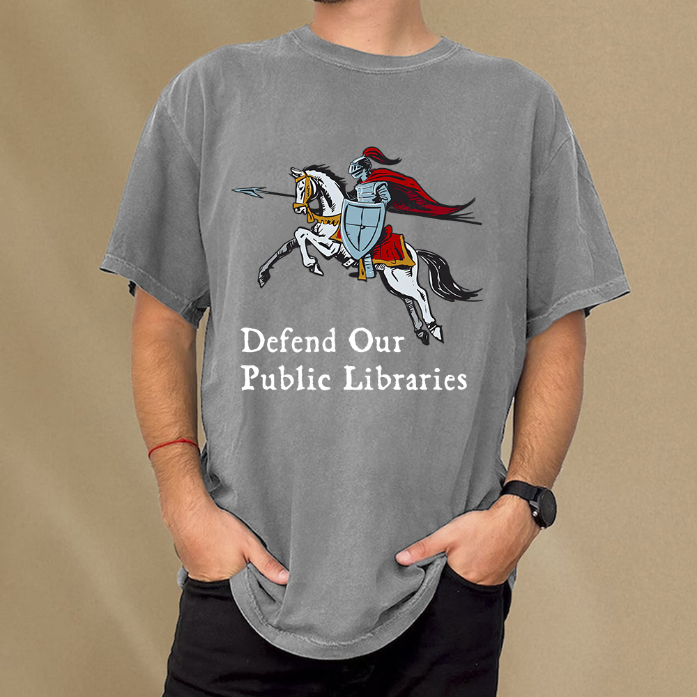 Pagewings Defend Our Public Libraries Unisex Washed T-shirt