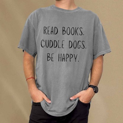 Pagewings Cuddle Dogs Be Happy Unisex Washed T-shirt