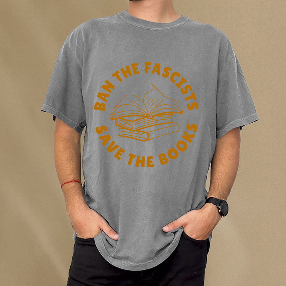 Pagewings Ban The Fascists Save The Books Unisex Washed T-shirt