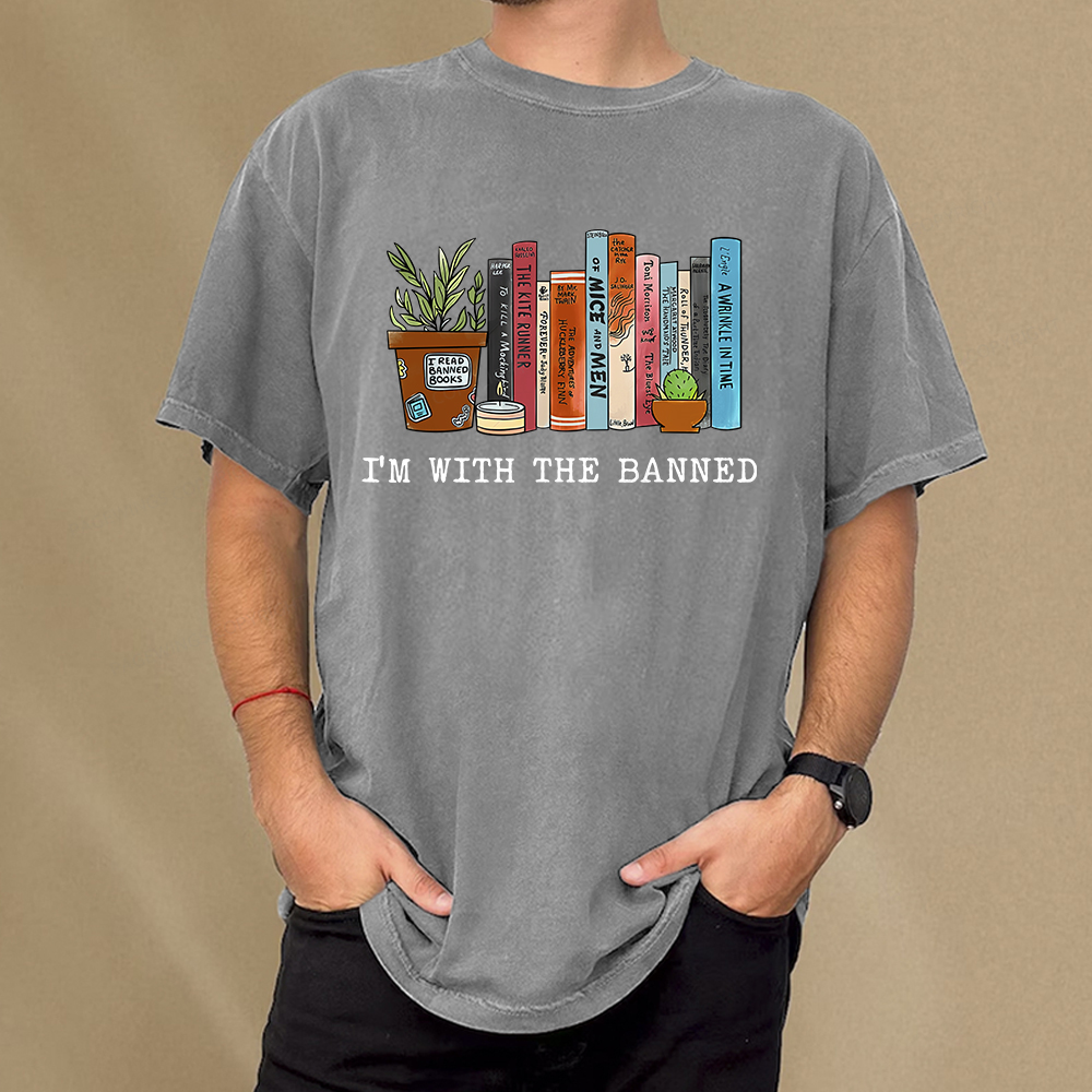 Pagewings I'm With The Banned Reading Book Unisex Washed T-shirt