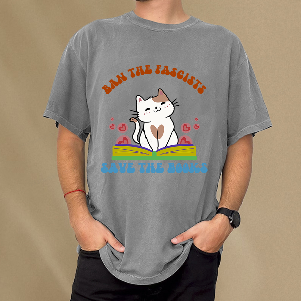 Pagewings Ban The Fascists Save The Books Unisex Washed T-shirt