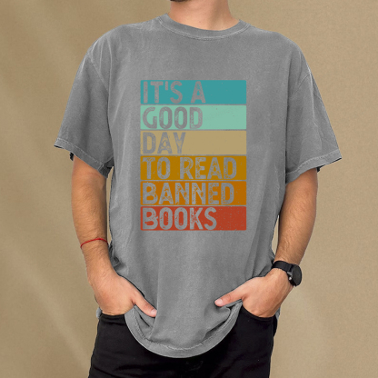 Pagewings It’s A Good Day To Read Banned Books Unisex Washed T-shirt