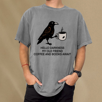 Pagewings Coffee And Books Await Unisex Washed T-shirt