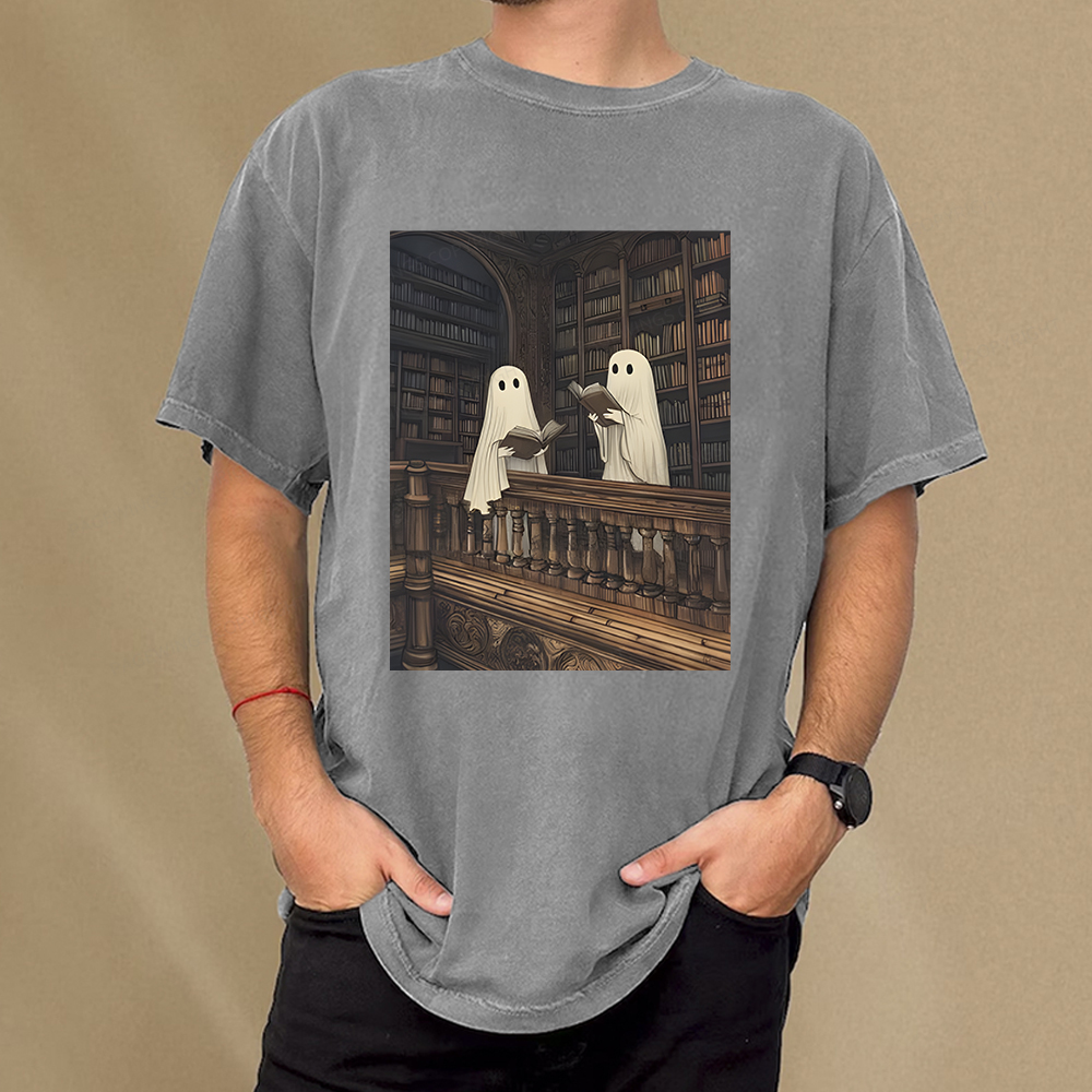 Pagewings Ghost Reading Unisex Washed T-shirt