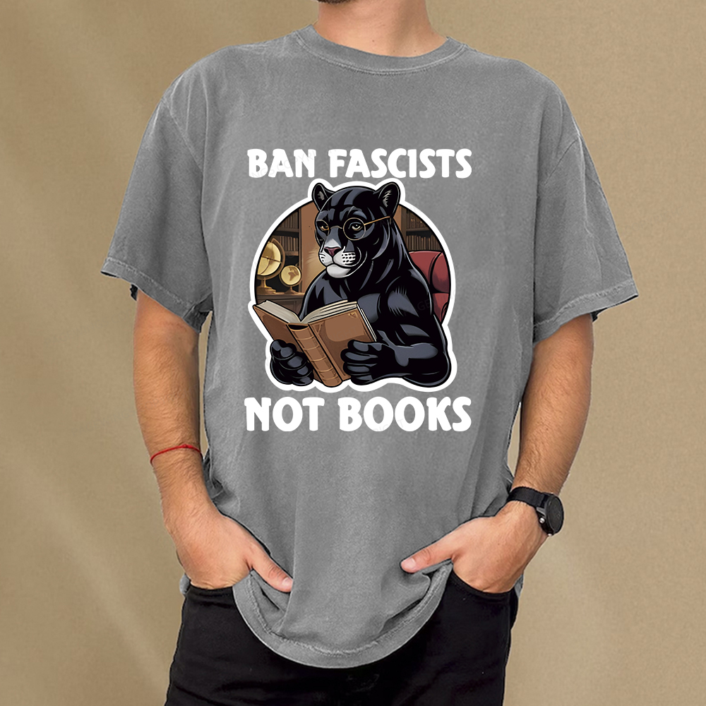 Pagewings Ban Fascists Not Books Unisex Washed T-shirt