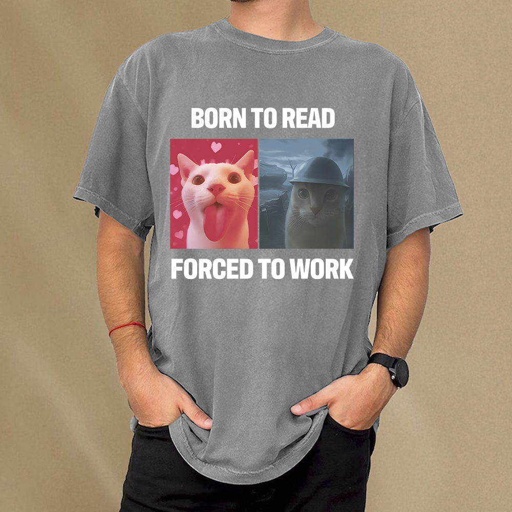 Pagewings Born To Read Forced To Work Unisex Washed T-shirt