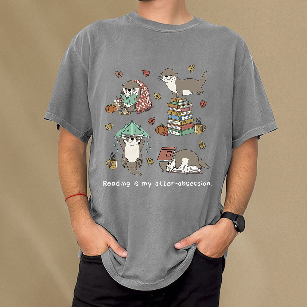 Pagewings Reading Is My Otter-Obsession Unisex Washed T-shirt