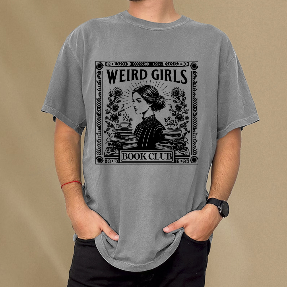 Pagewings Weird Girls Book Club Unisex Washed T-shirt