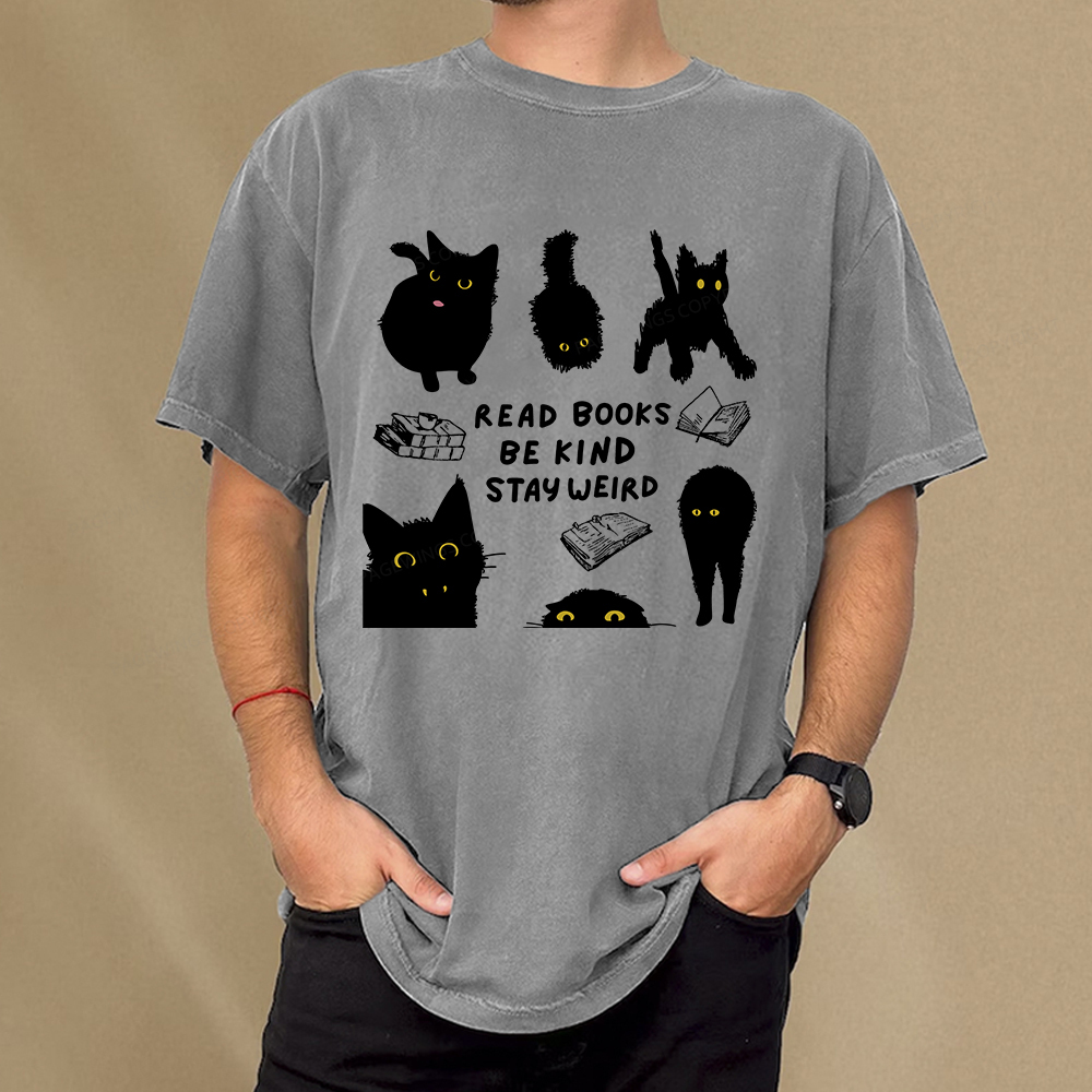 Pagewings Read Books Be Kind Stay Weird Unisex Washed T-shirt