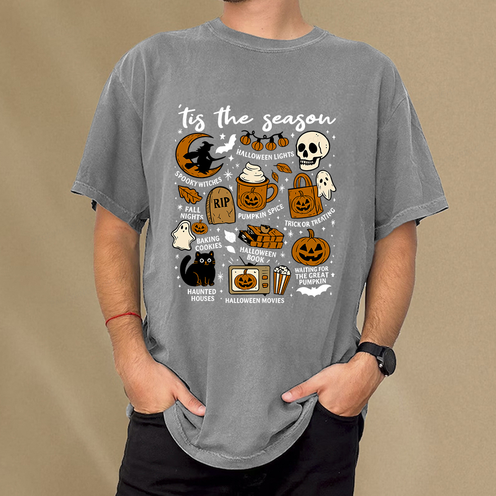 Pagewings Halloween Tis The Season Unisex Washed T-shirt