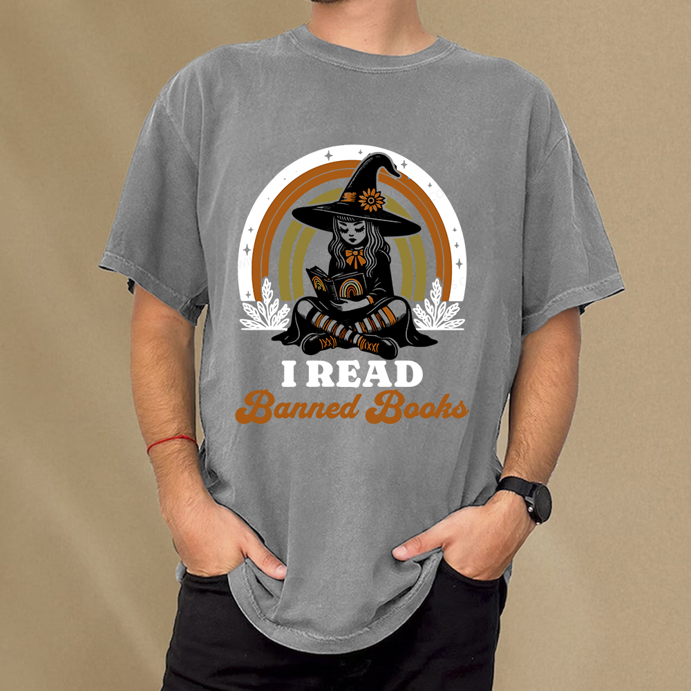 Pagewings I Read Banned Books Unisex Washed T-shirt