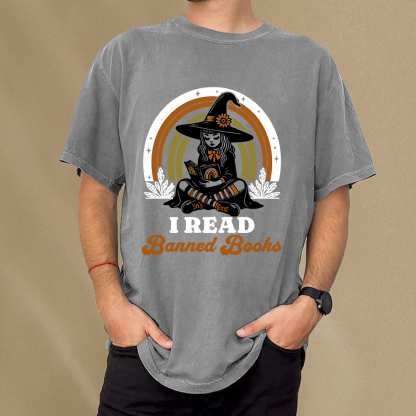 Pagewings I Read Banned Books Unisex Washed T-shirt