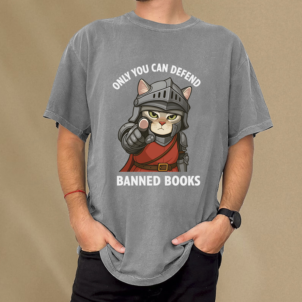 Pagewings Only You Can Defend Banned Books Unisex Washed T-shirt