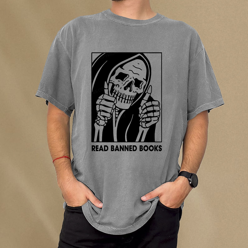 Pagewings Read Banned Books Unisex Washed T-shirt