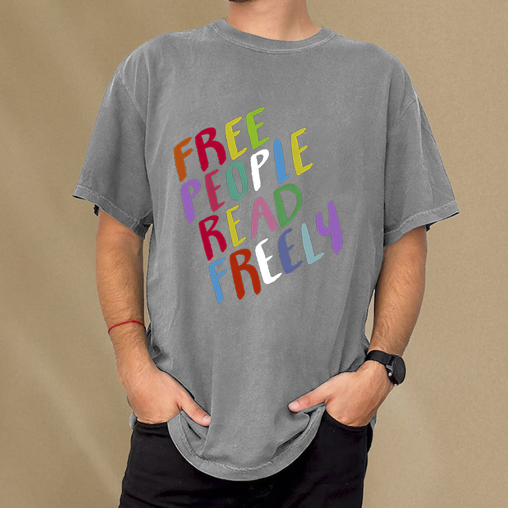 Pagewings Free People Read Freely Unisex Washed T-shirt