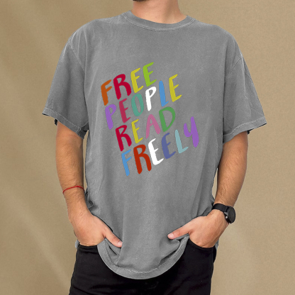 Pagewings Free People Read Freely Unisex Washed T-shirt