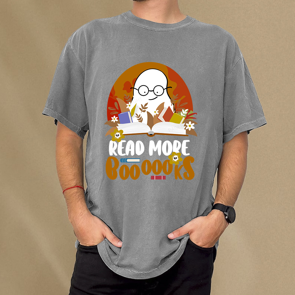 Pagewings Read More Books Halloween Unisex Washed T-shirt