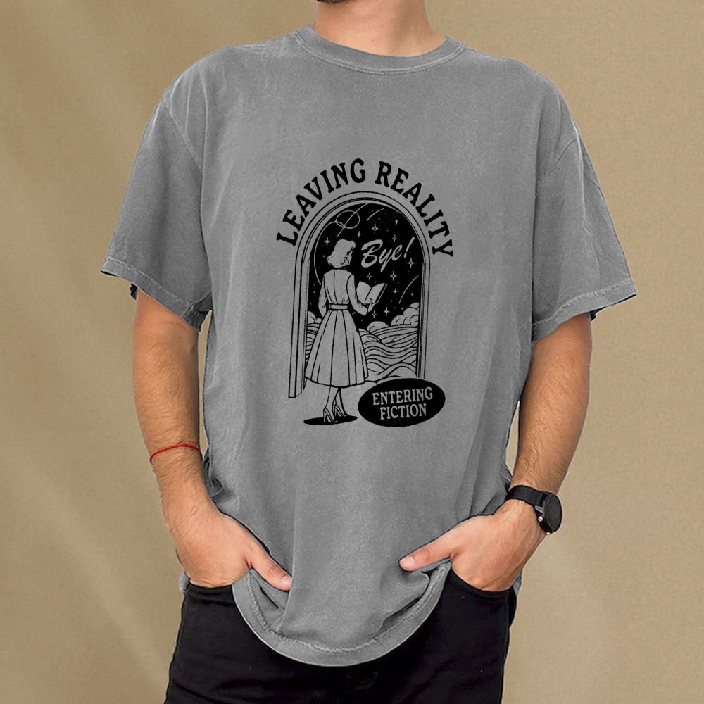 Pagewings Leaving Reality Entering Fiction Shirt Unisex Washed T-shirt