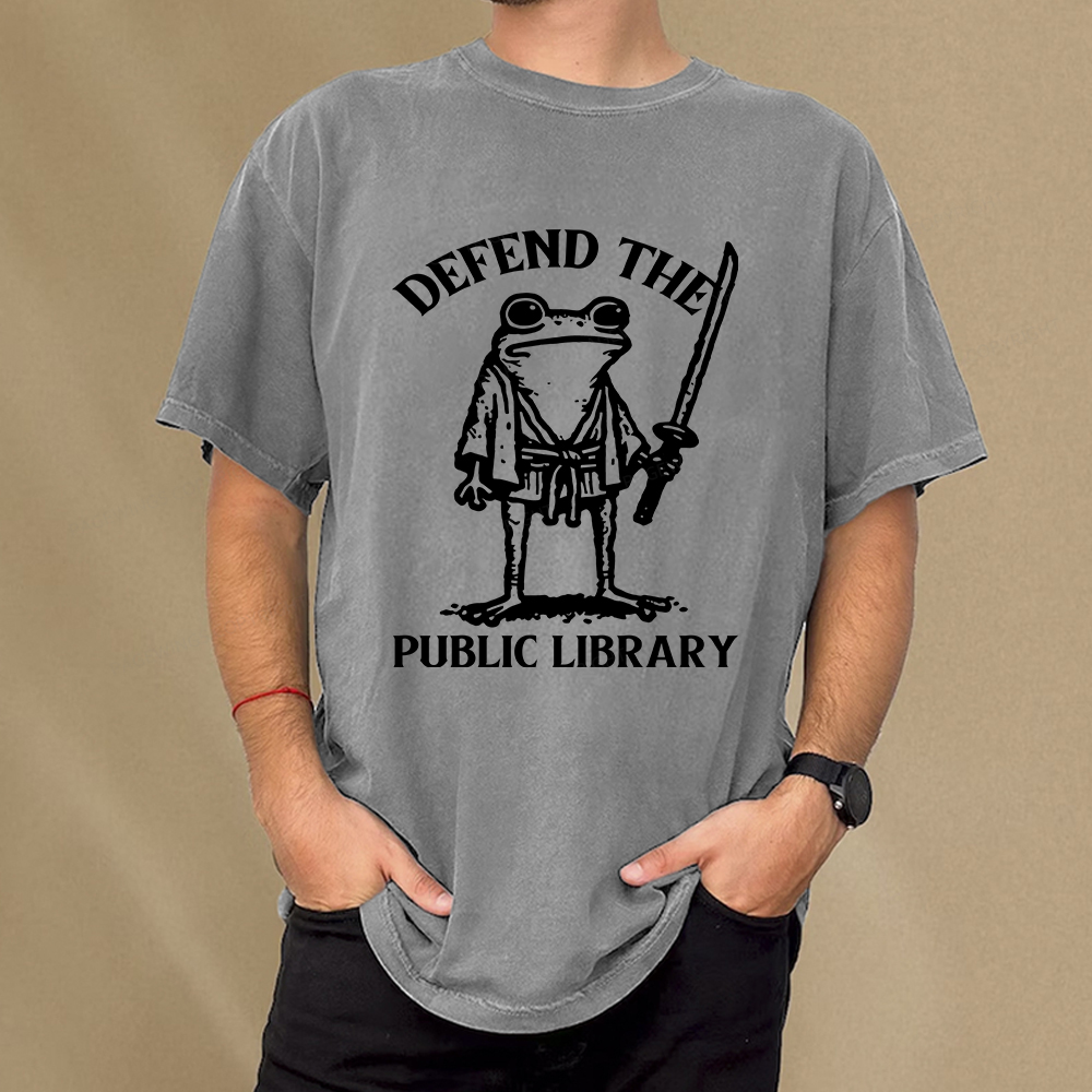 Pagewings Defend Your Public Library Unisex Washed T-shirt